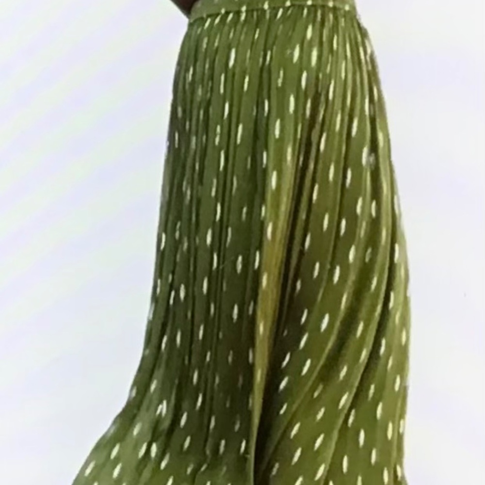 NWT Zara Matallic Thread Green Silver skirt size M - Picture 2 of 5